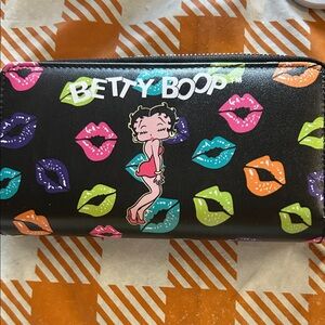 Betty Boop Black Wallet with Colorful Lips